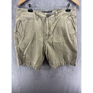 EUC American Eagle Flat-Front Shorts Men Size 34 Chino Khaki Classic 9.5” Inseam
